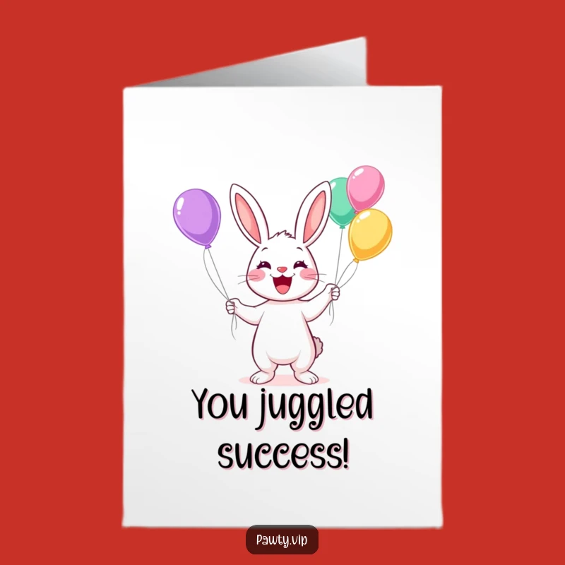 Free Printable Congrats Card: Kawaii Rabbit's Balloon Bonanza!