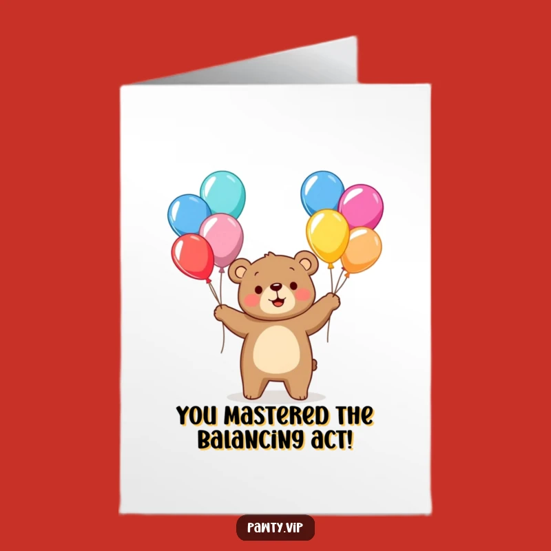 Free Printable Bear Juggler Congratulations Card - Balancing Success, Funny Downloadable Greeting!