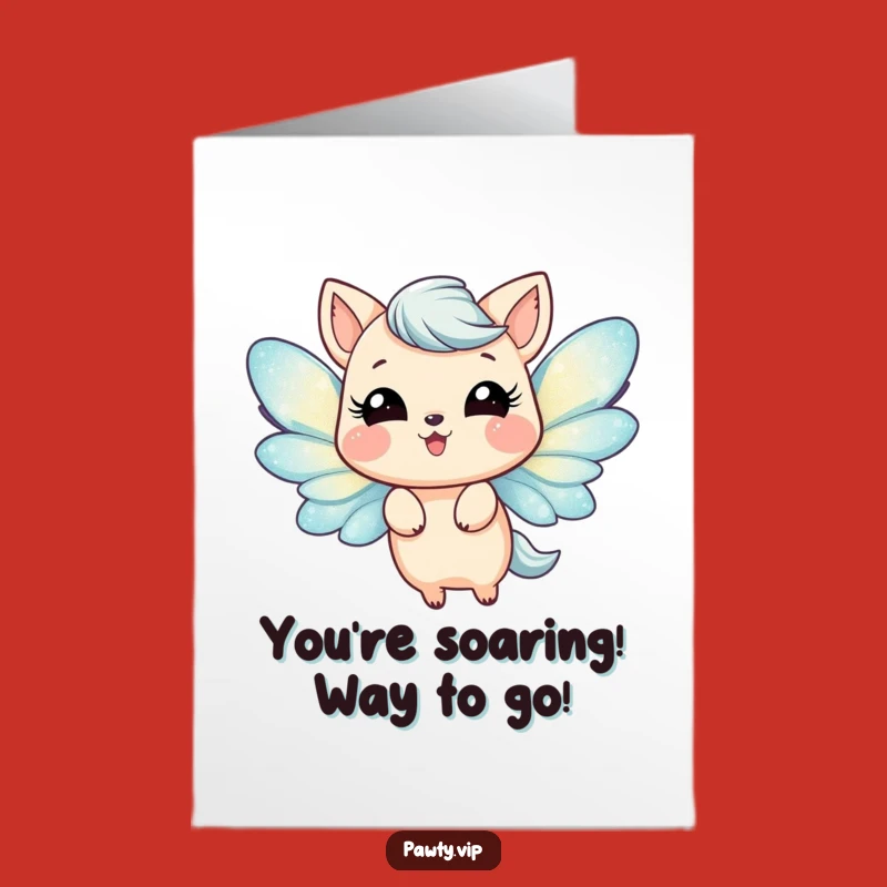 Free Printable Congratulations Card: Glitter Wings Animal's Joyful Flutter for a Funny Downloadable Gift