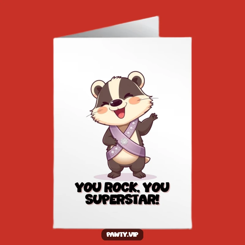 Free Printable Congrats Card: Groovy Badger Dance - Humorous Downloadable Celebration Gift