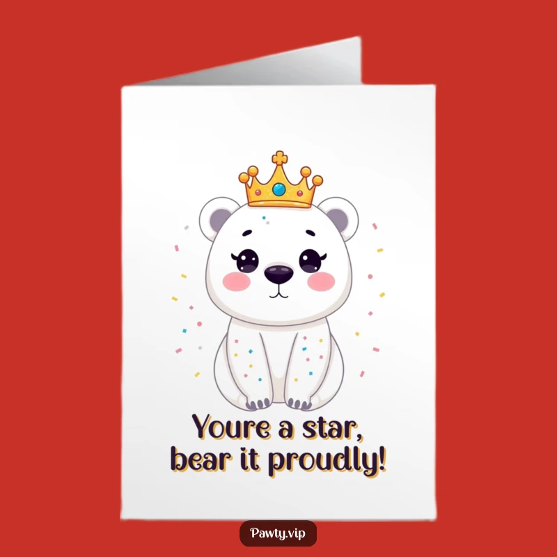 Free Printable Polar Bear Congrats: Dazzling Crown & Confetti Celebration