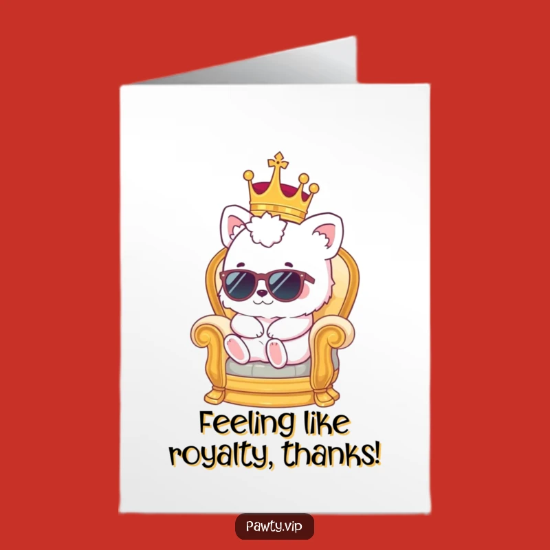 Free Printable Thank You Card: Kawaii Royal Lounger - Grateful Funny Downloadable Gift