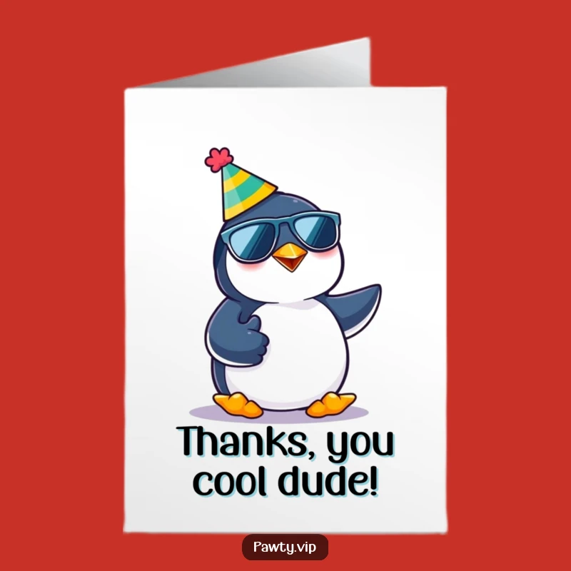 Free Printable Thank You Card: Cool Penguin Expresses Thanks, a Fun Downloadable Gift