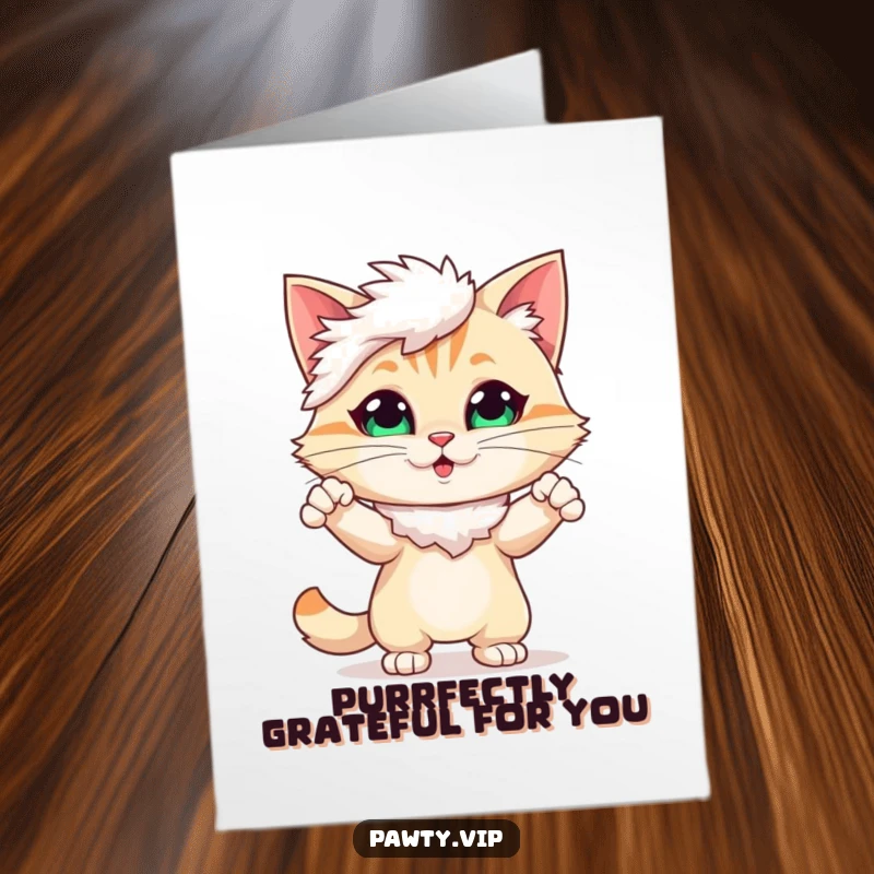 Funny Free Printable Thank You Card: A dramatic cat in a feather boa striking a pose to say thank you.