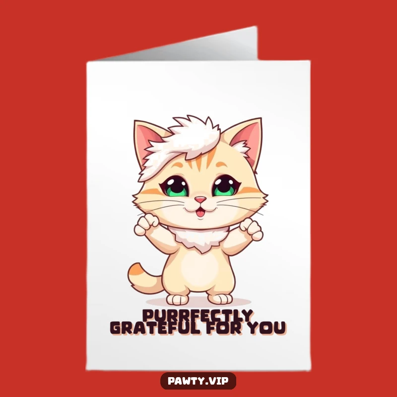 Free Printable Thank You Card: Dramatic Cat Expressing Gratitude with Diva Charm