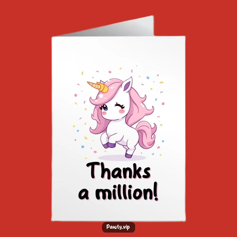 Free Printable Thank You Card: Funny Kawaii Unicorn Saying Thanks, Downloadable Gift