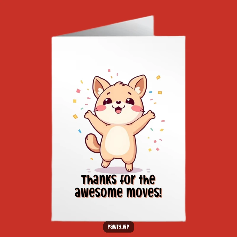 Free Printable Thank You Card: Kawaii Animal's Thankful Dance!