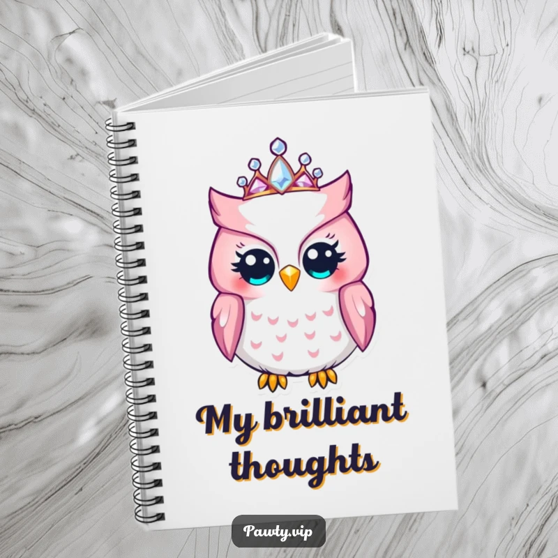 Funny Owl Notebook: A delighted owl wearing a jeweled tiara, ideal for jotting down regal plans and funny notes.