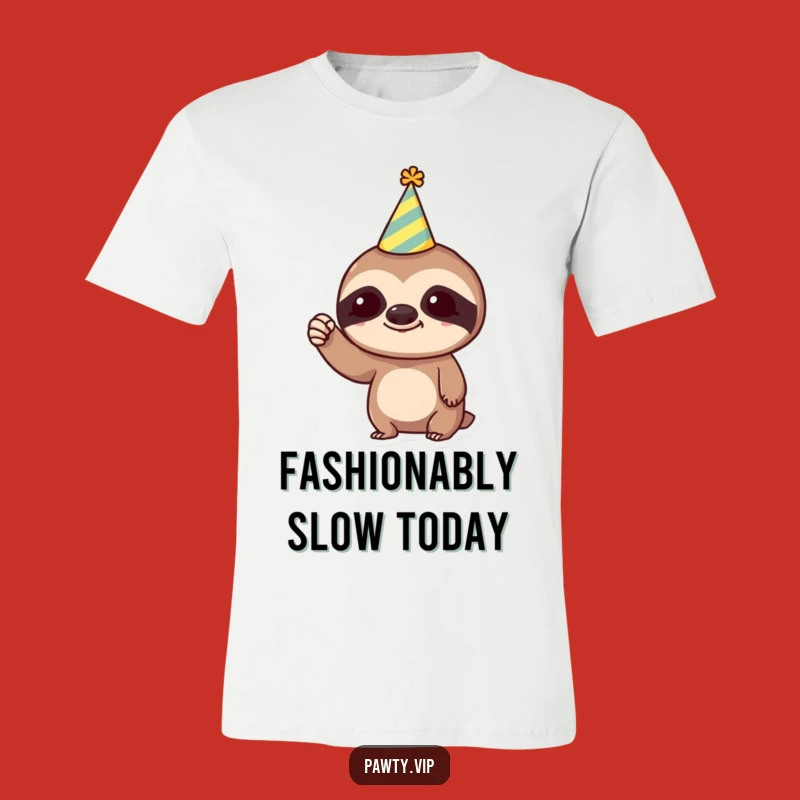 Funny Sloth Party Fist T-Shirt: Trendy Sloth Raising Fist, Hilarious Gift for Chill Vibes