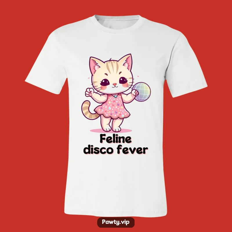 Funny Disco Cat Sequin Dress T-Shirt: Show Your Pawsome Style