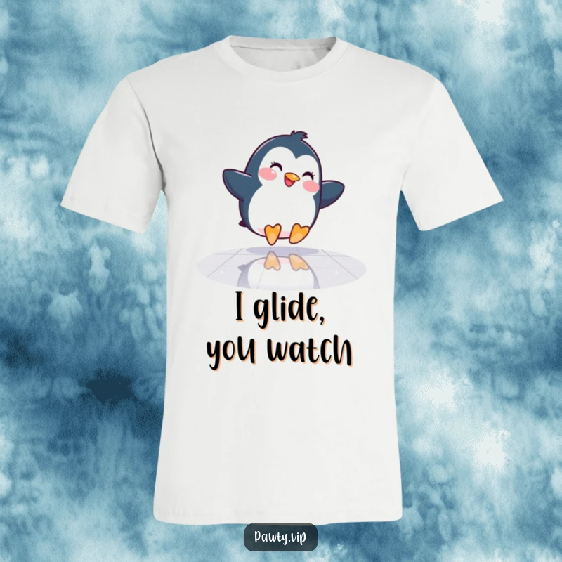 Funny Penguin T-Shirt: A happy penguin glides across a mirrored dance floor, radiating humorous energy and dance fever.