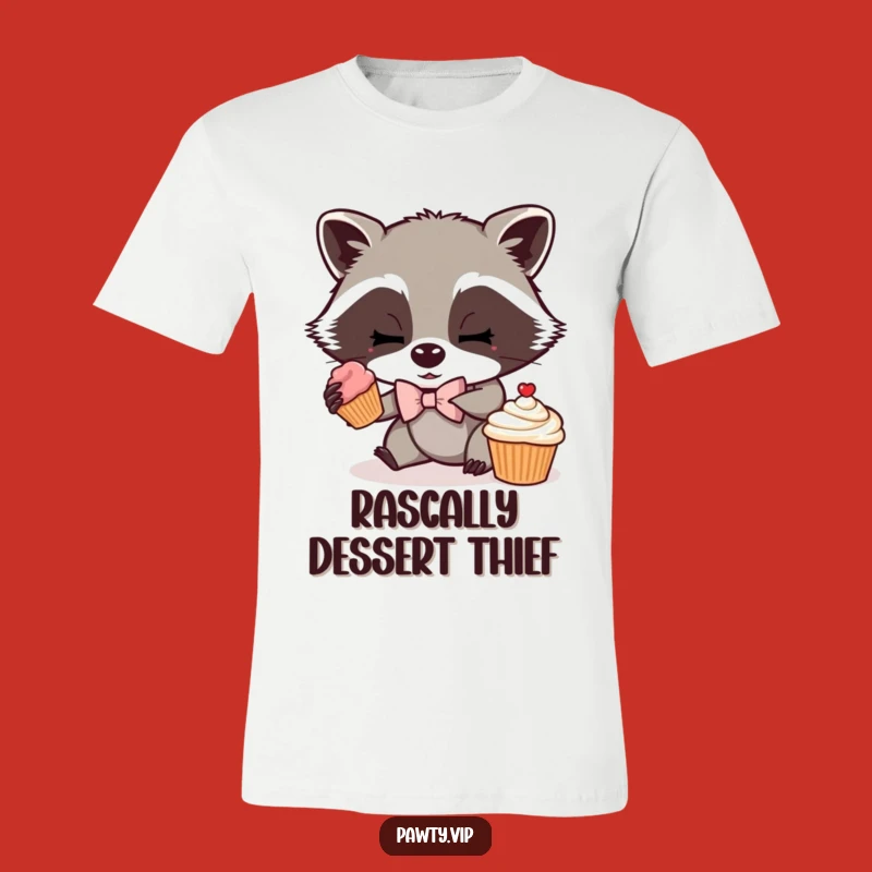 Funny Raccoon Bow Tie T-Shirt: Mischievous Cupcake Sneaker Tee, Ideal Gift