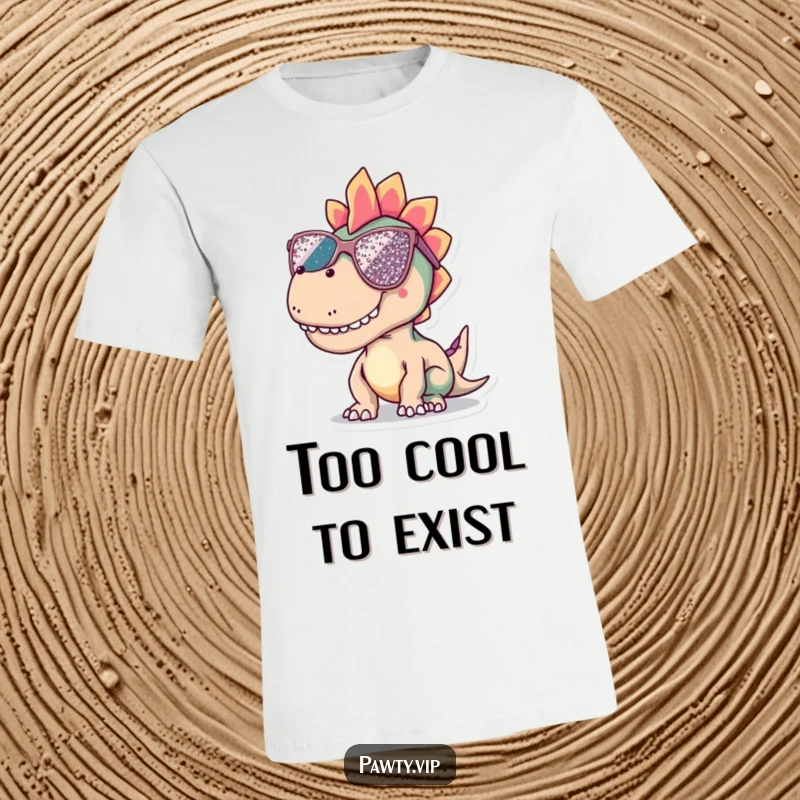 Funny dinosaur t-shirt featuring a cool reptile wearing oversized, sparkly sequined sunglasses, exuding retro flair.
