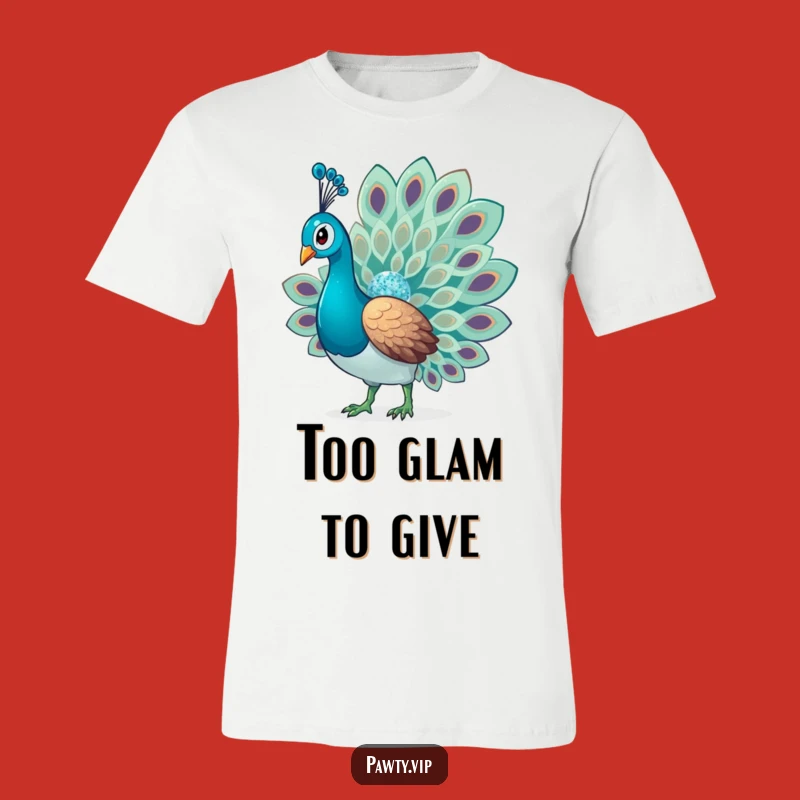 Funny Glitter Peacock T-Shirt: Glamorous Fan, Sparkling Tail, Hilarious Fashion Gift