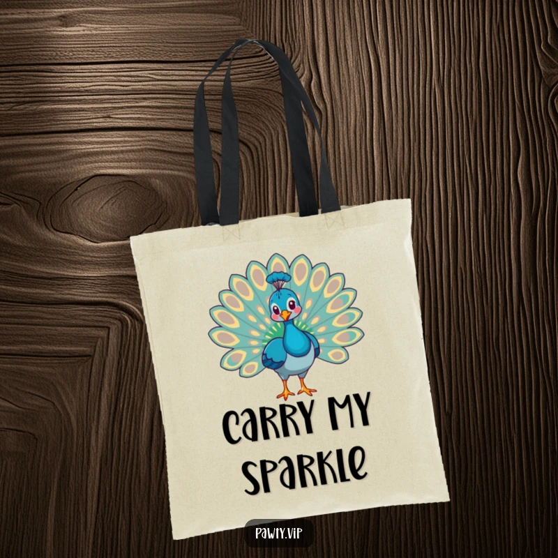 Funny peacock animal fanning its tail feathers, a vibrant and funny tote bag for statement style.