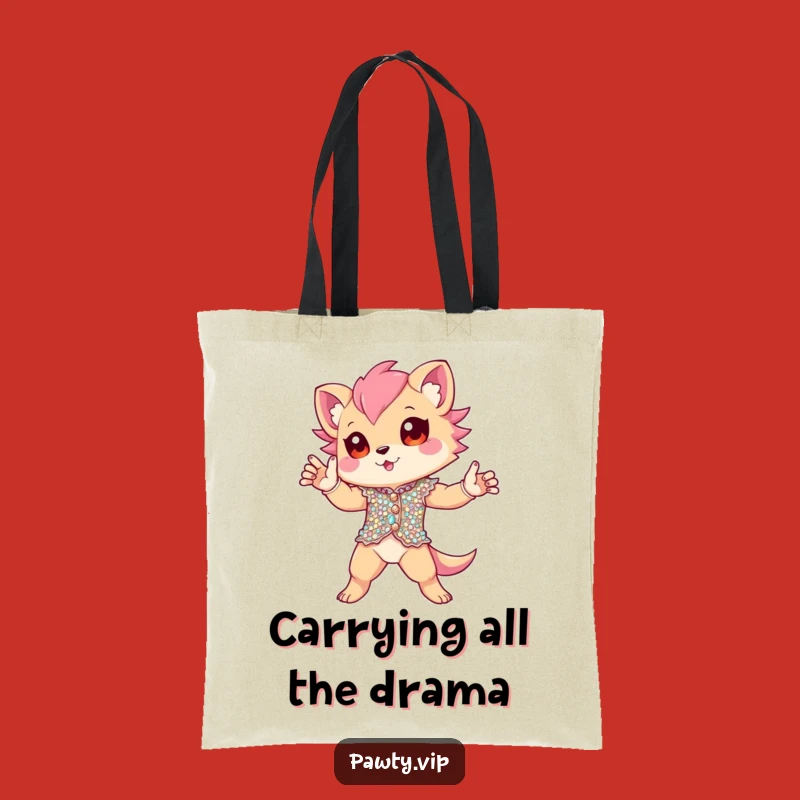 Funny Sequined Creature Tote Bag - Dramatic Pose Carry-All - Funny Gift!