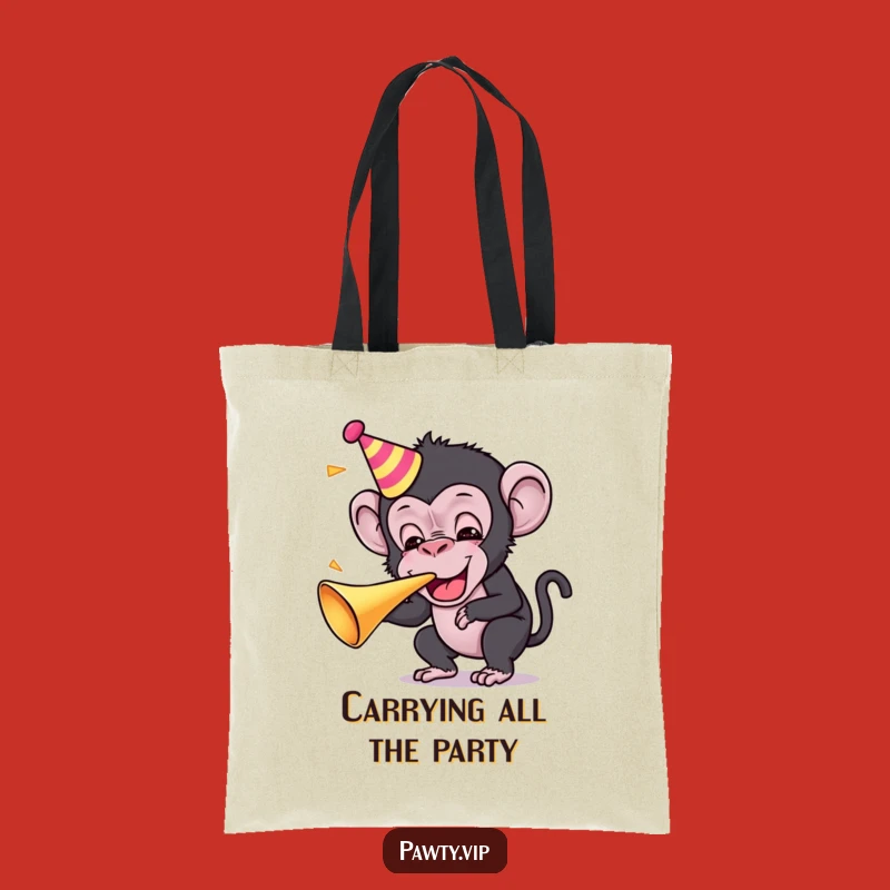 Funny Kawaii Chimp Party Tote Bag: Carry Your Celebration Essentials with Primate Fun