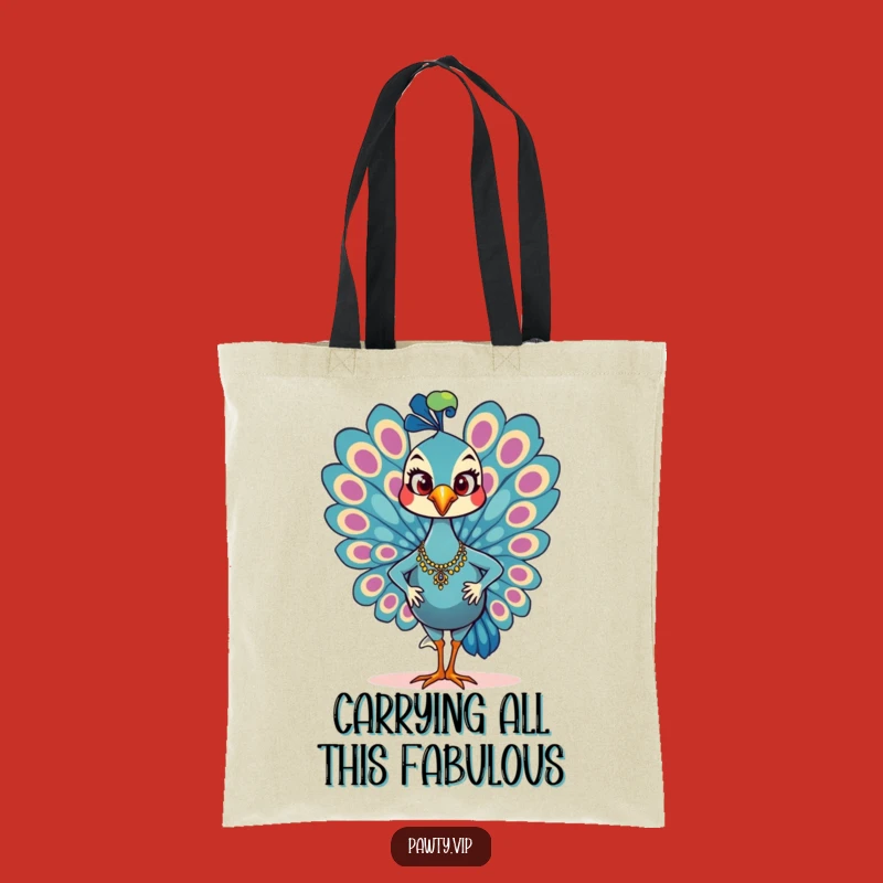 Funny Stylish Peacock Tote Bag: Strutting Bird Accessory, Perfect Humorous Gift