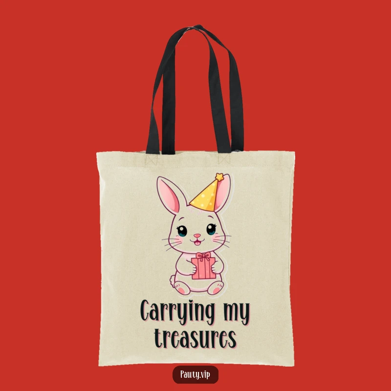 Funny Rabbit Party Tote Bag, Gift Box Accessory, Hilarious Birthday Carrier, Gift