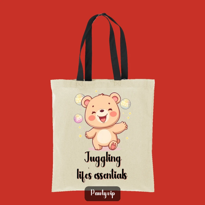 Funny Disco Bear Juggling Tote Bag: Carry Your Essentials with This Hilarious Accessory