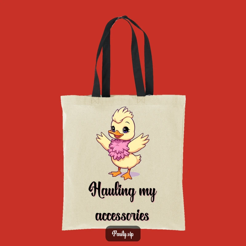 Funny Duck Diva Tote Bag, Feather Boa Accessory, Hilarious Glam Gift