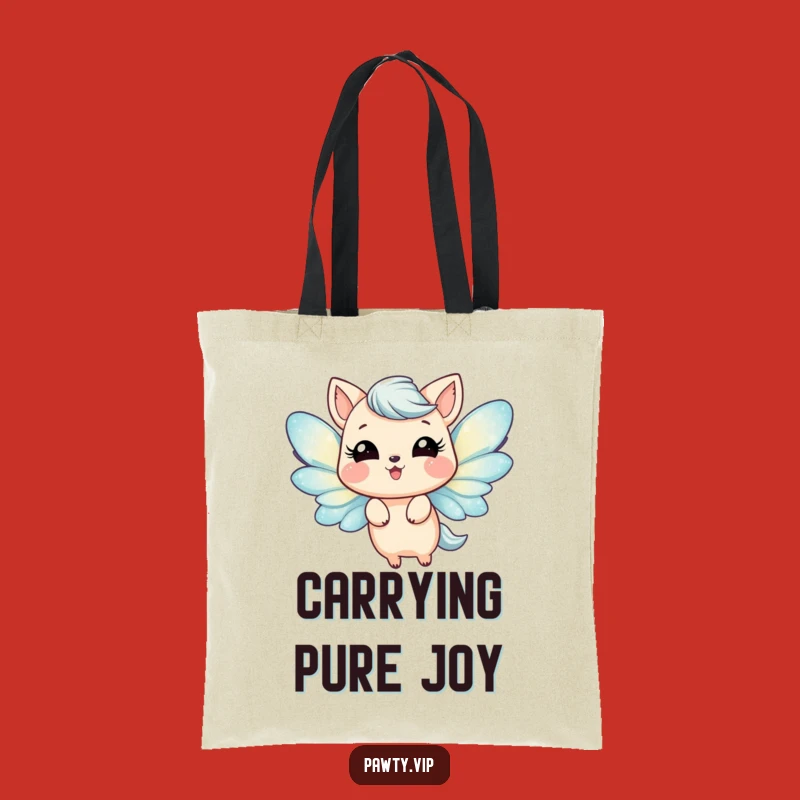 Funny Glittery Wings Tote Bag - Joyful Animal Carry-All - Cute Funny Gift!