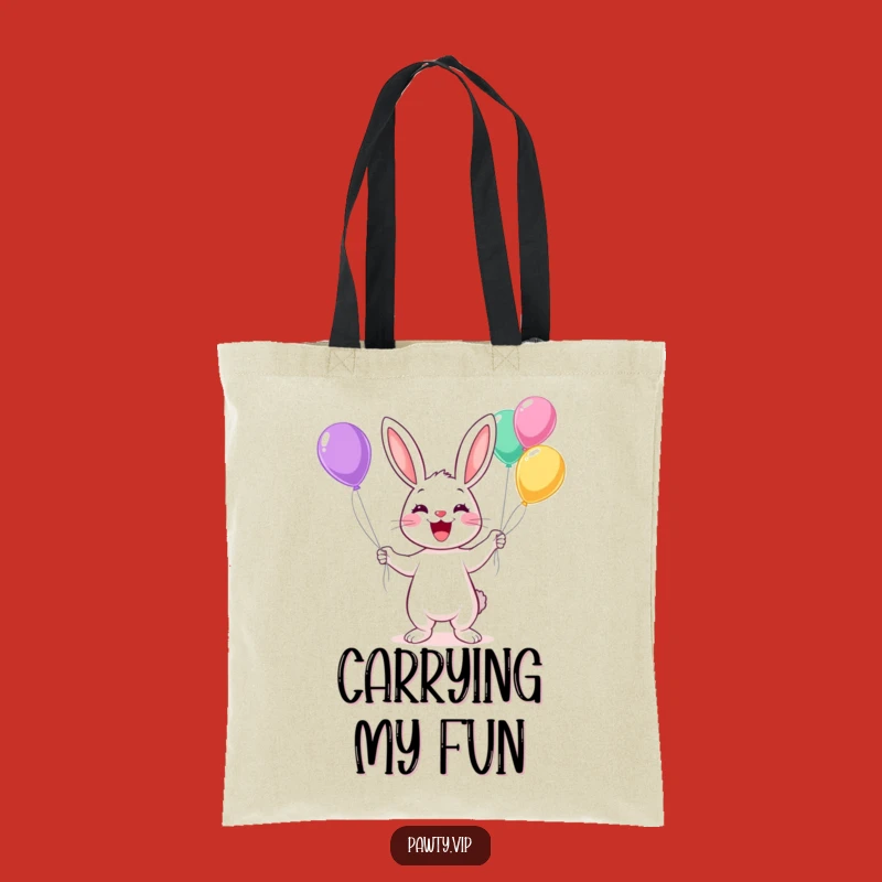 Funny Kawaii Rabbit Juggling Tote Bag: Balloon Party Companion Gift