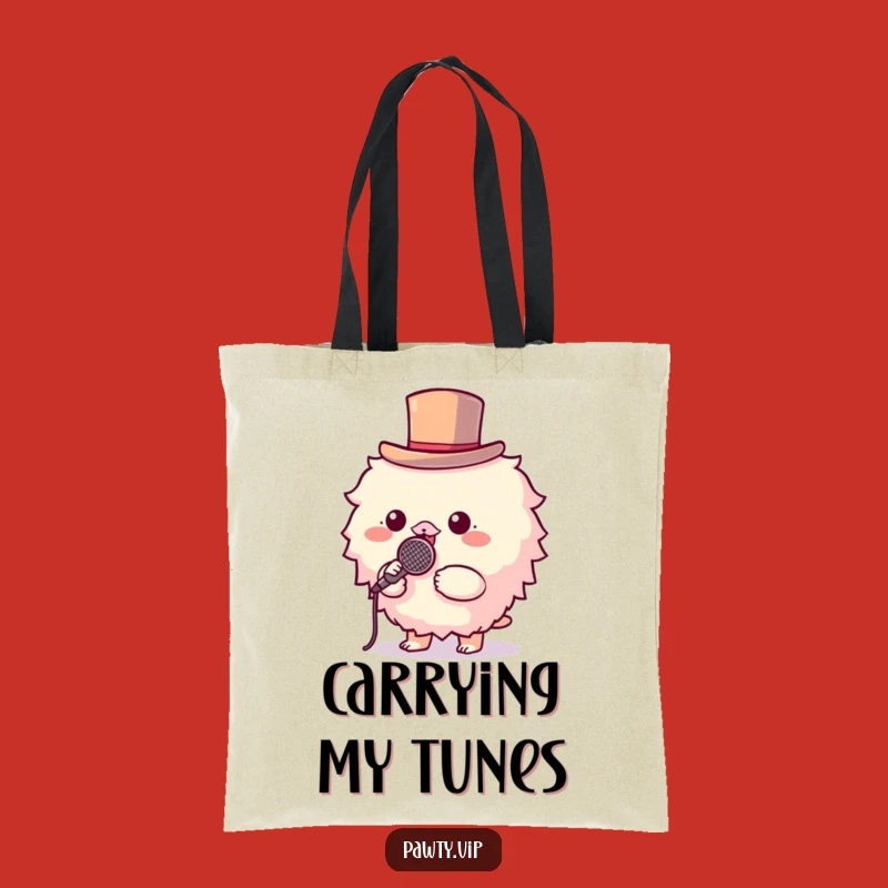 Funny Performer Tote Bag: Fluffy Top Hat Microphone Accessory Gift