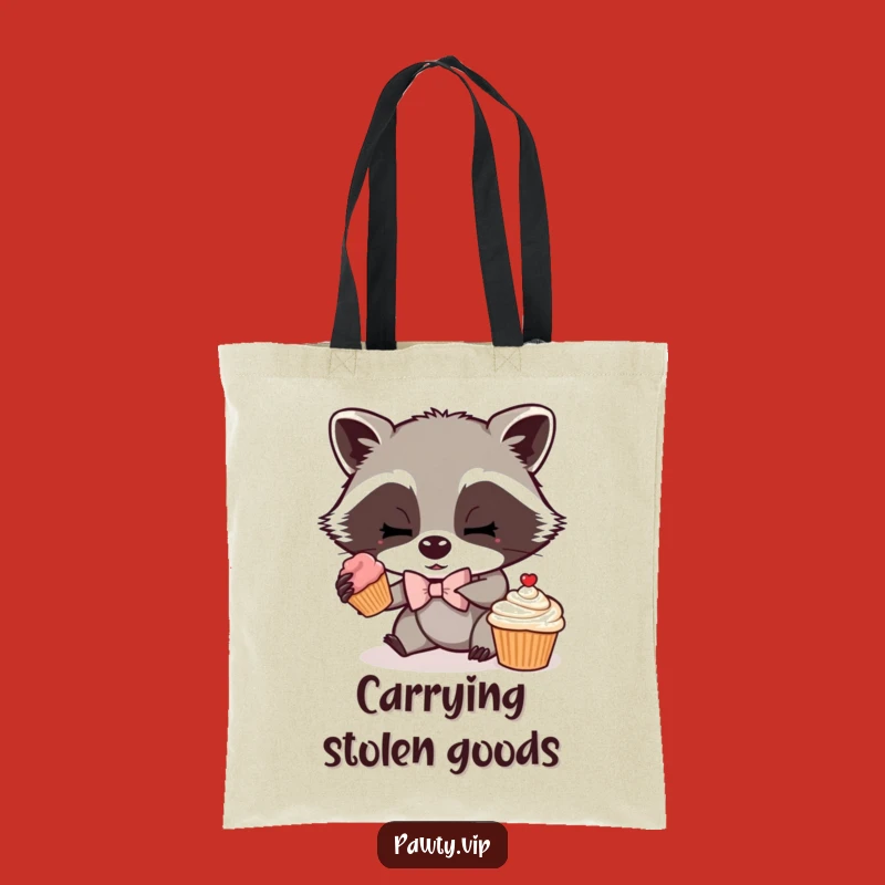 Funny Raccoon Tote Bag: Mischievous Cupcake Sneaker Bag, Perfect Gift for Sneaky People