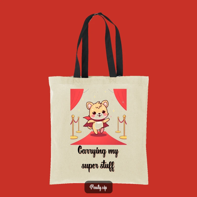 Funny Red Carpet Ready Tote: Cheerful Cape Animal's Star Accessory Gift